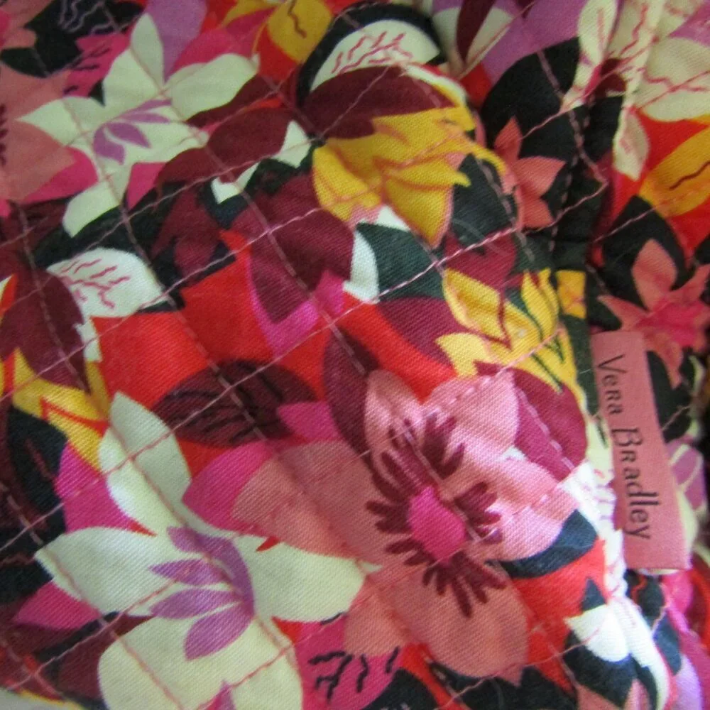 New NWT VERA BRADLEY Large Colorful Floral Pattern BACKPACK Orange Pink Black